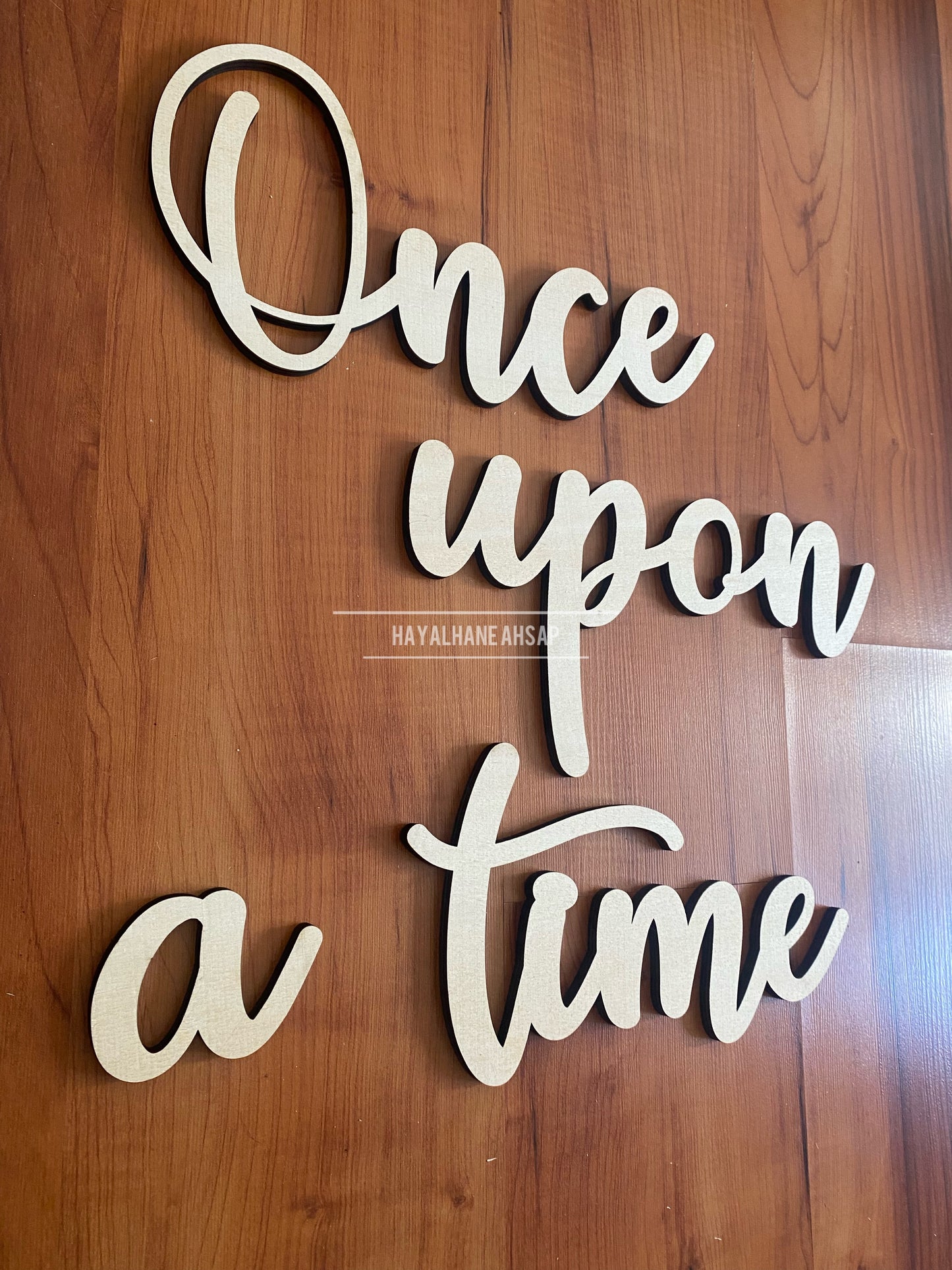Çocuk Odası Duvar Yazısı - Doğal Ahşap Dekoratif Yazı / Once Upon a Time Duvar Yazısı