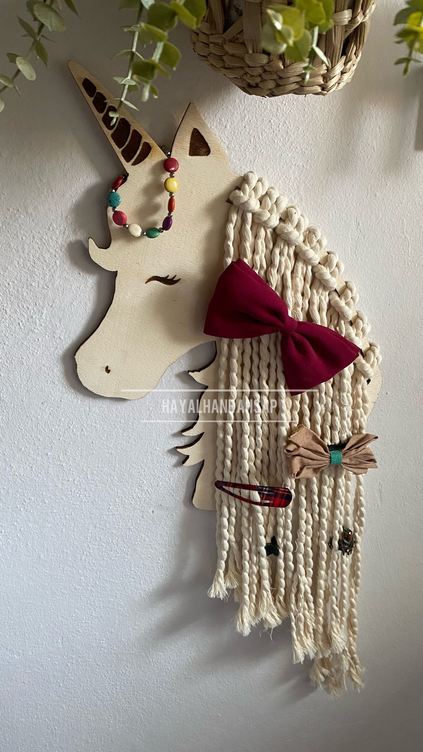 Çocuk Odası Unicorn Duvar Askısı – Saç Tokası & Aksesuar Düzenleyici Organizer