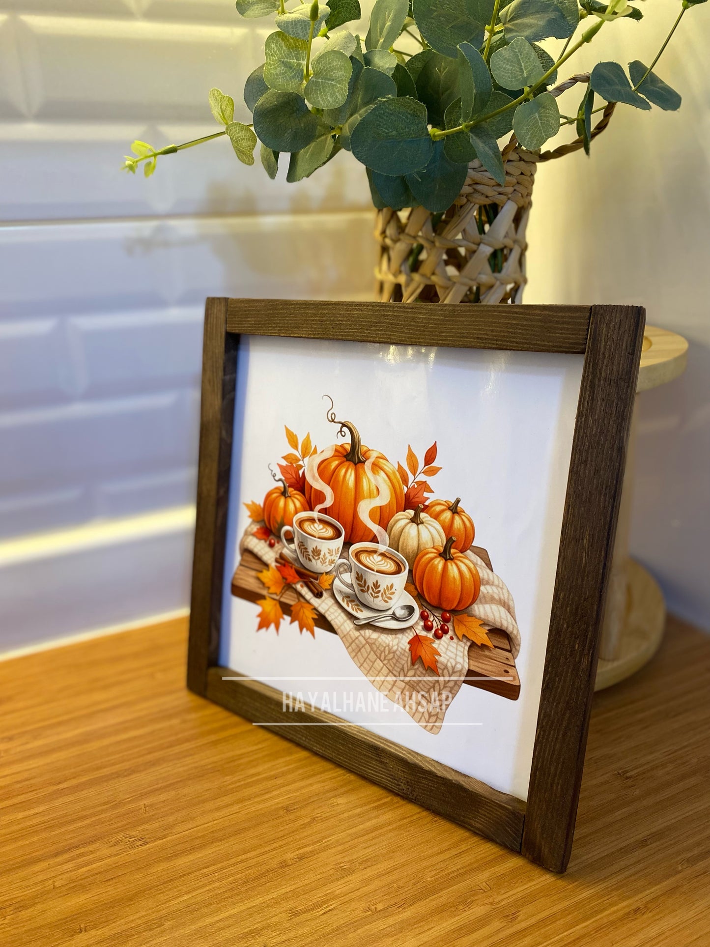 Kahve Köşesi Sonbahar Balkabağı Tablo