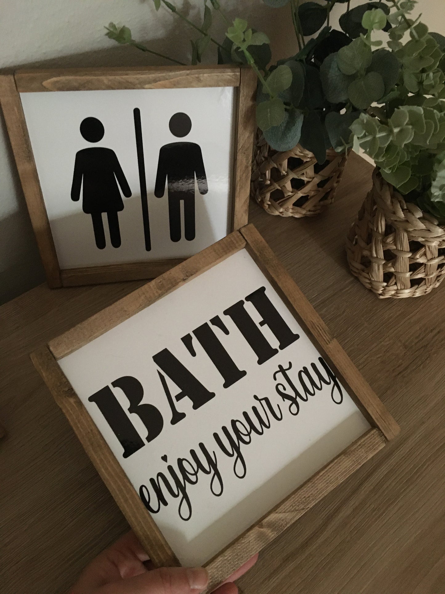 Banyo Dekor / Banyo Tablo Seti / ceviz