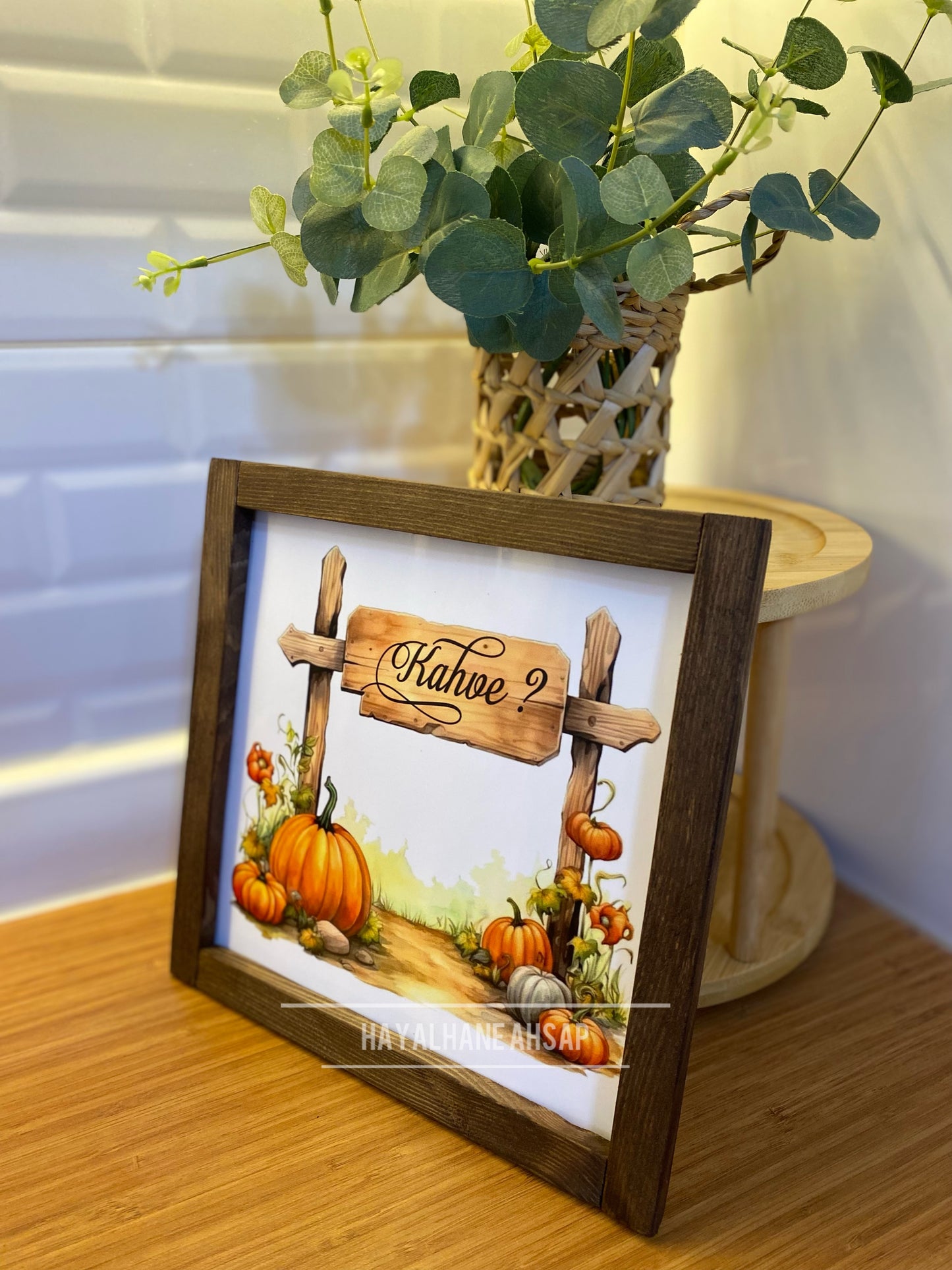 Kahve Köşesi Sonbahar Balkabağı Tablo