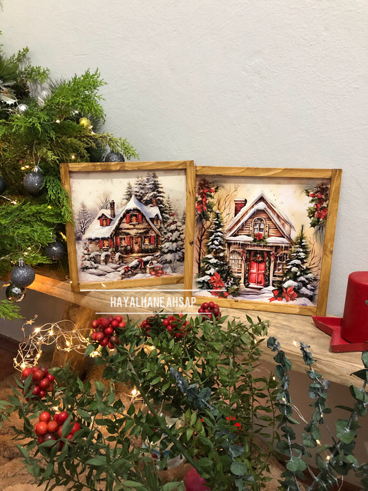 Kış Evi Temalı Tablo Seti