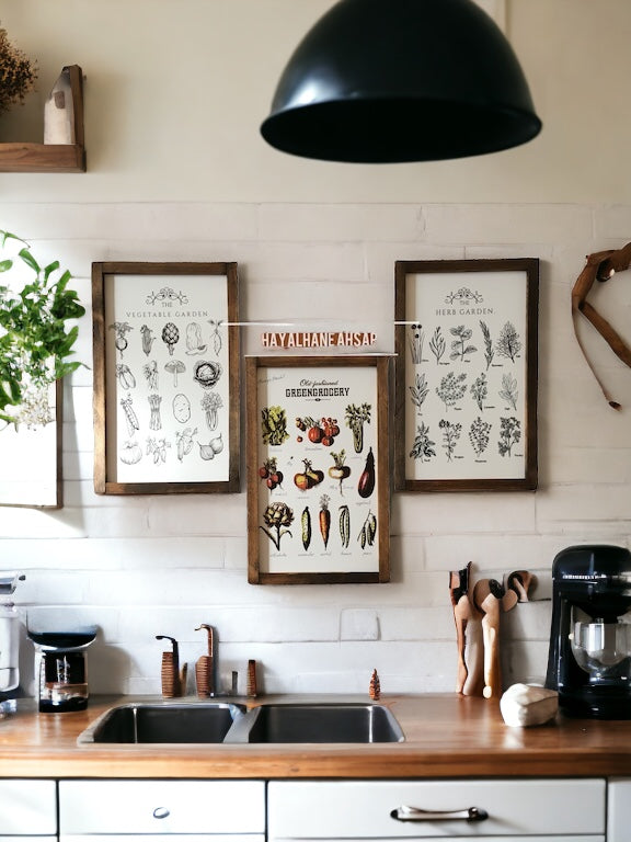 Vintage Botanik Mutfak Tablo Seti