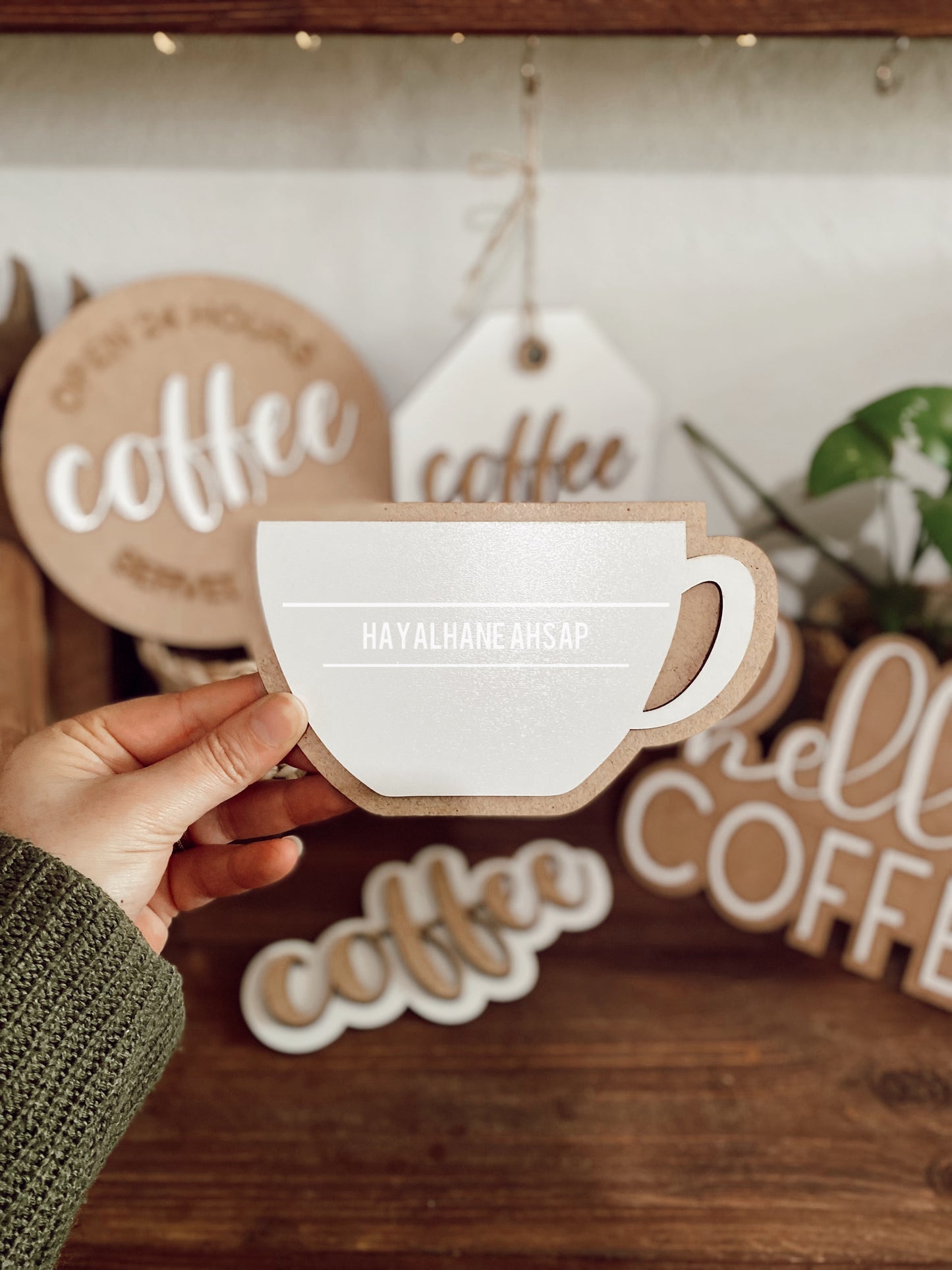 Kahve Köşesi Dekor Seti / Kahve Temalı Ahşap Dekor Seti / Coffee Sign