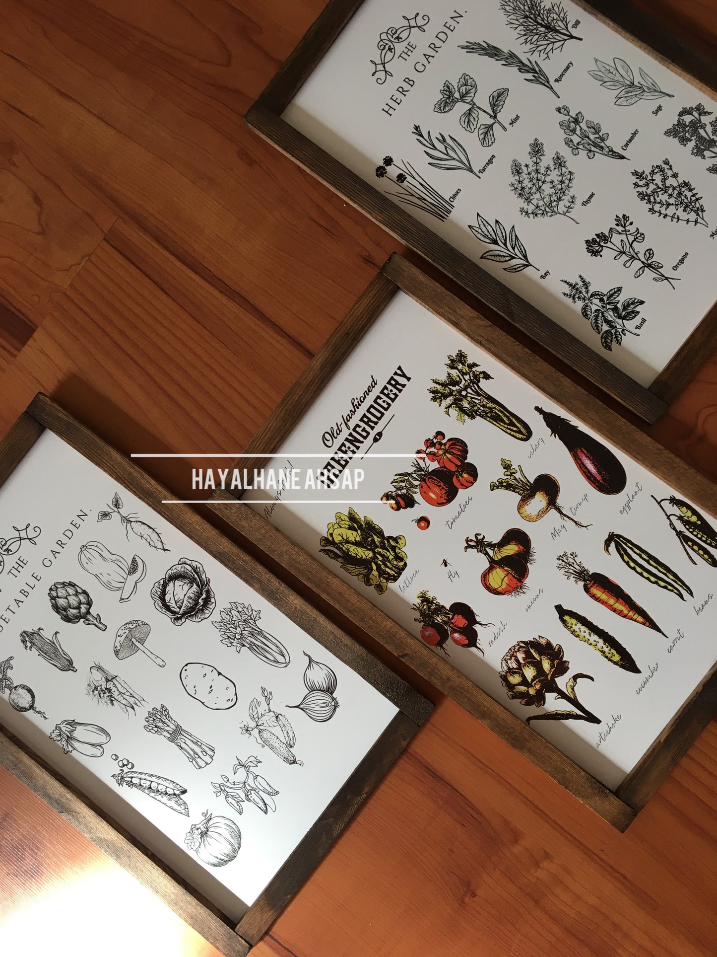 Vintage Botanik Mutfak Tablo Seti