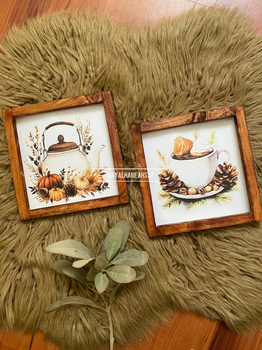 Sonbahar Temalı Tablo Seti / Kahve Köşesi Tablo Seti