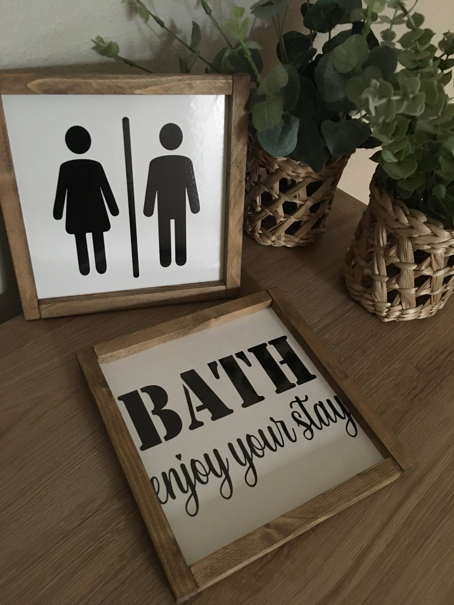 Banyo Dekor / Banyo Tablo Seti / ceviz