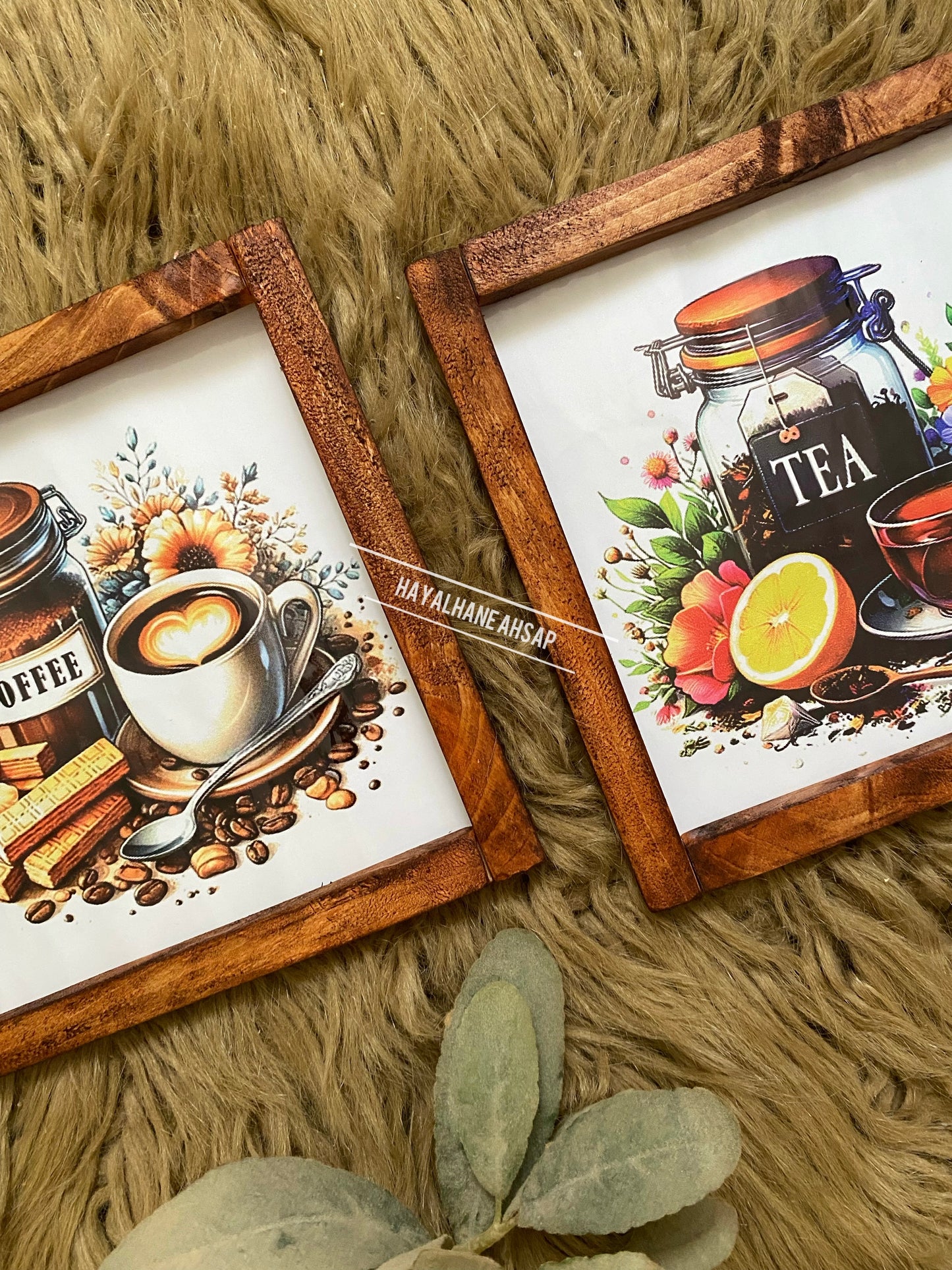 Çay Kahve Temalı Tablo Seti / Kahve Köşesi Tablo Seti