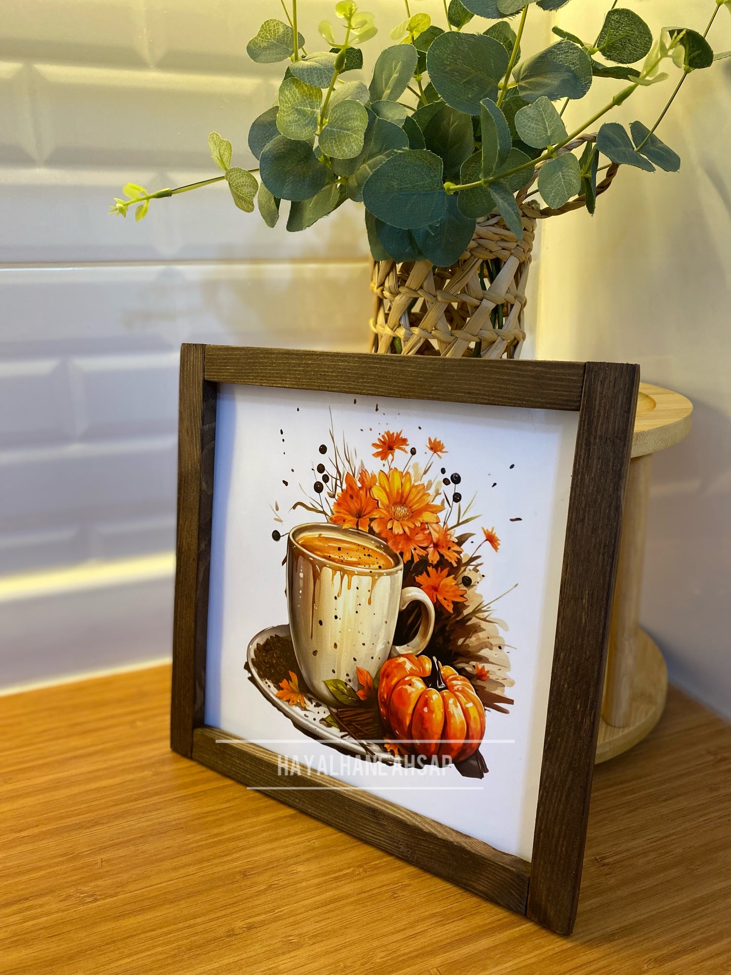 Kahve Köşesi Sonbahar Balkabağı Tablo