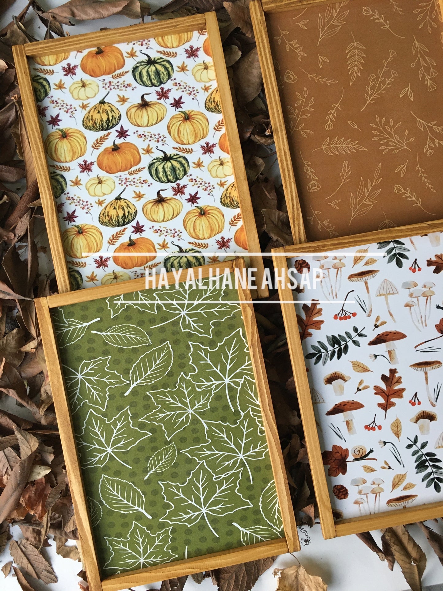 Ahşap Dekoratif Sonbahar Tablo Seti