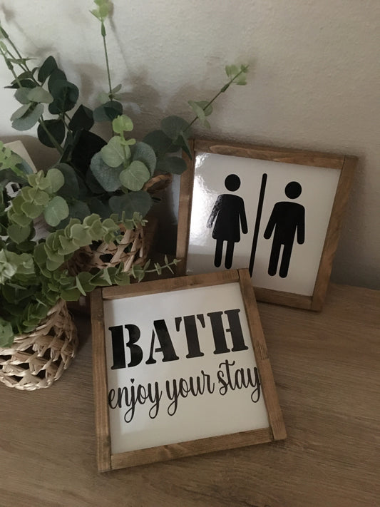 Banyo Dekor / Banyo Tablo Seti / ceviz