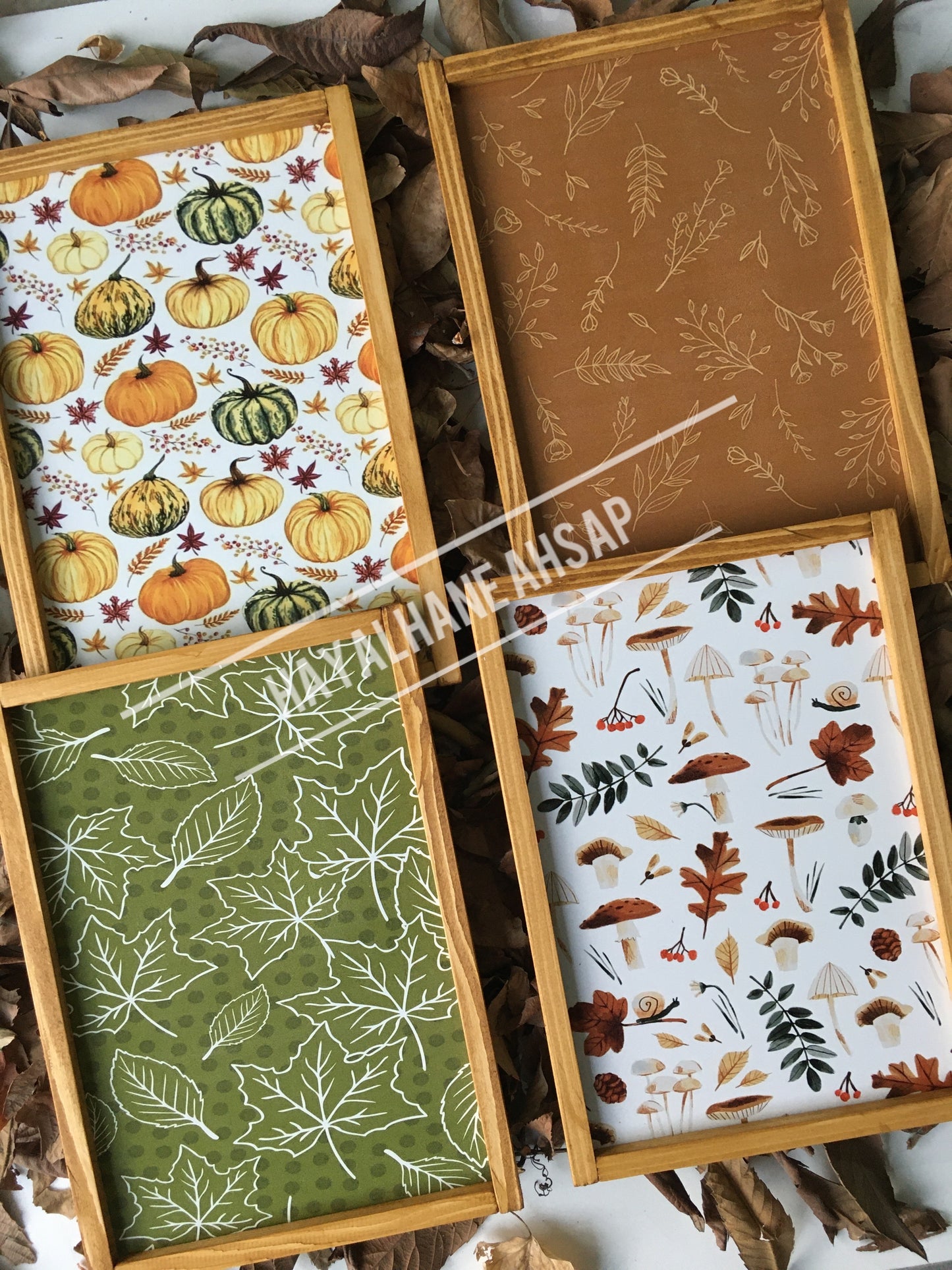 Ahşap Dekoratif Sonbahar Tablo Seti