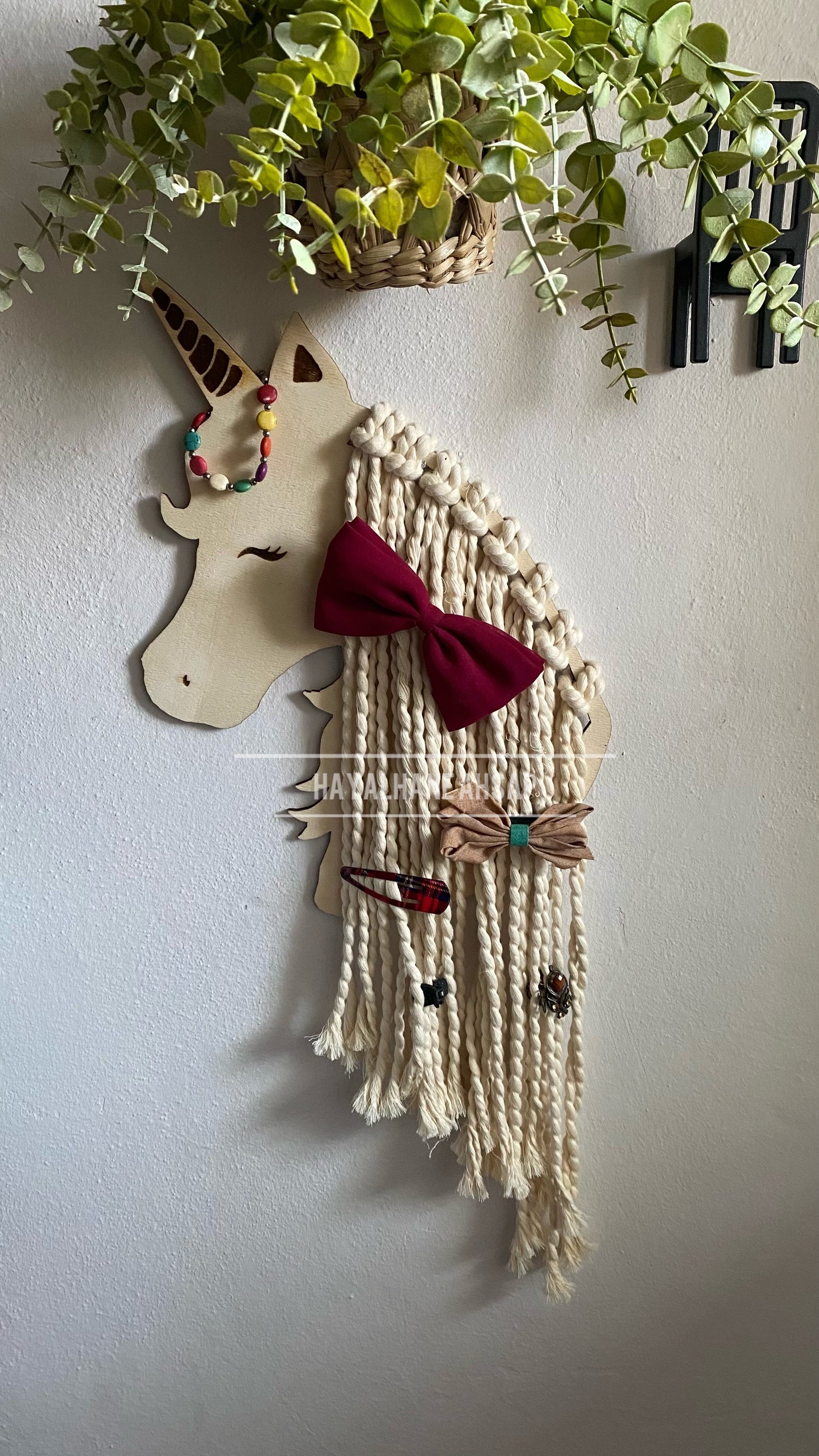 Çocuk Odası Unicorn Duvar Askısı – Saç Tokası & Aksesuar Düzenleyici Organizer