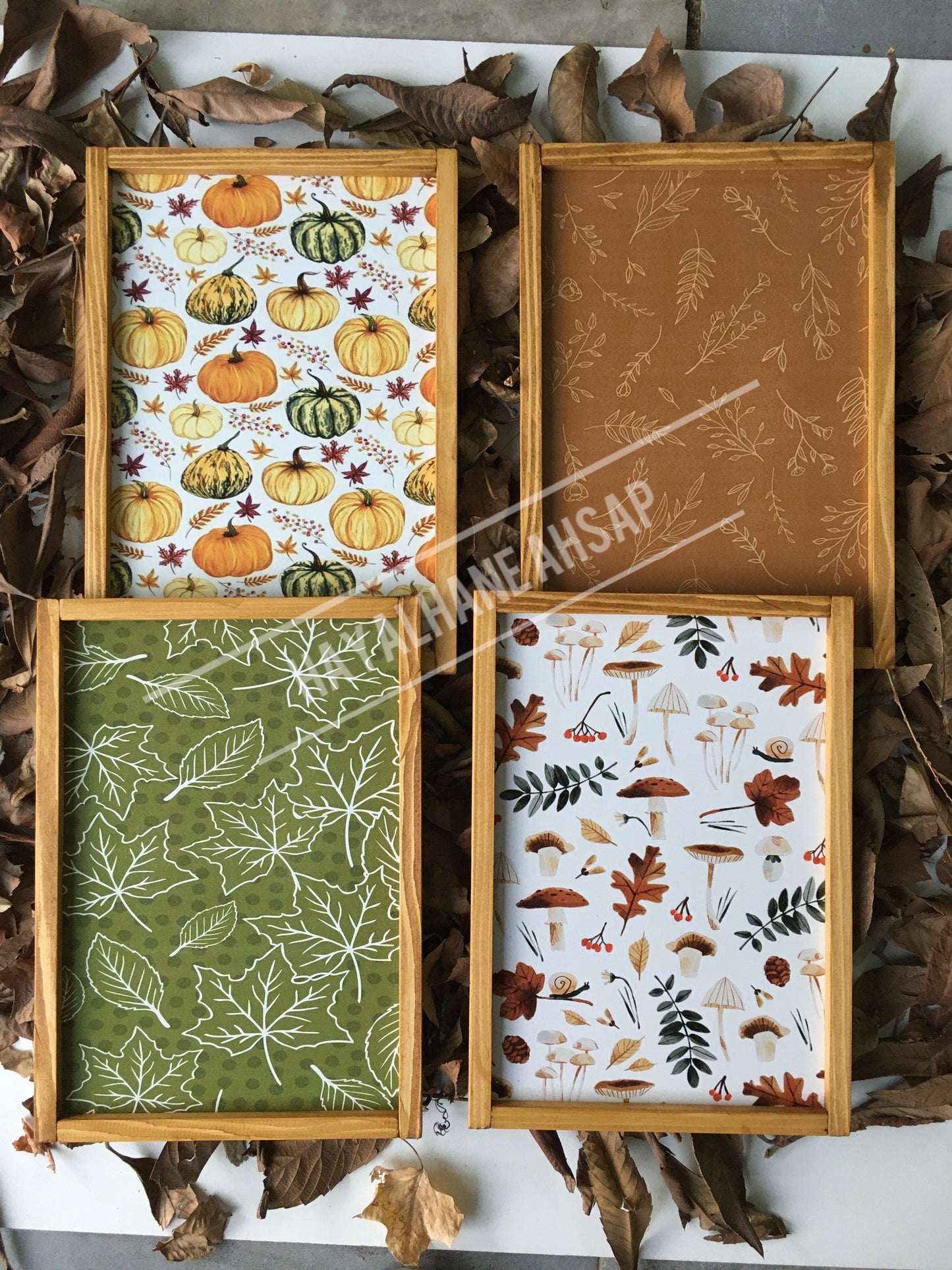 Ahşap Dekoratif Sonbahar Tablo Seti