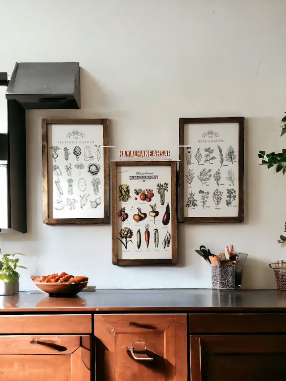 Vintage Botanik Mutfak Tablo Seti