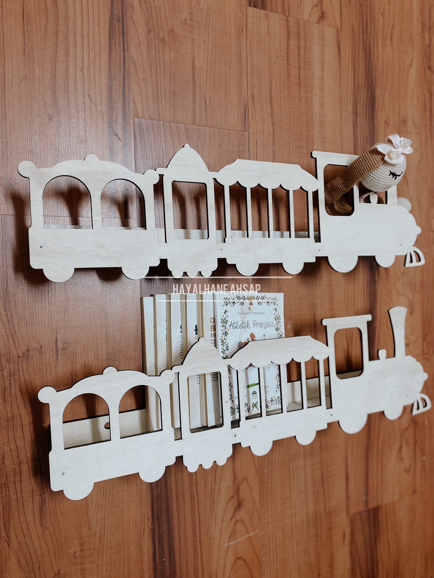 Tren Kitaplık / Ahşap Tren Kitaplık Raf / 1 Adet