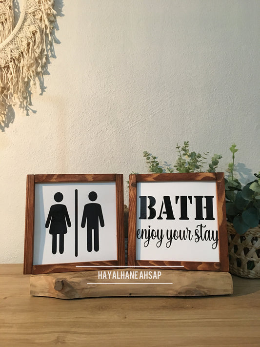 Banyo Dekor / Banyo Tablo Seti / Meşe