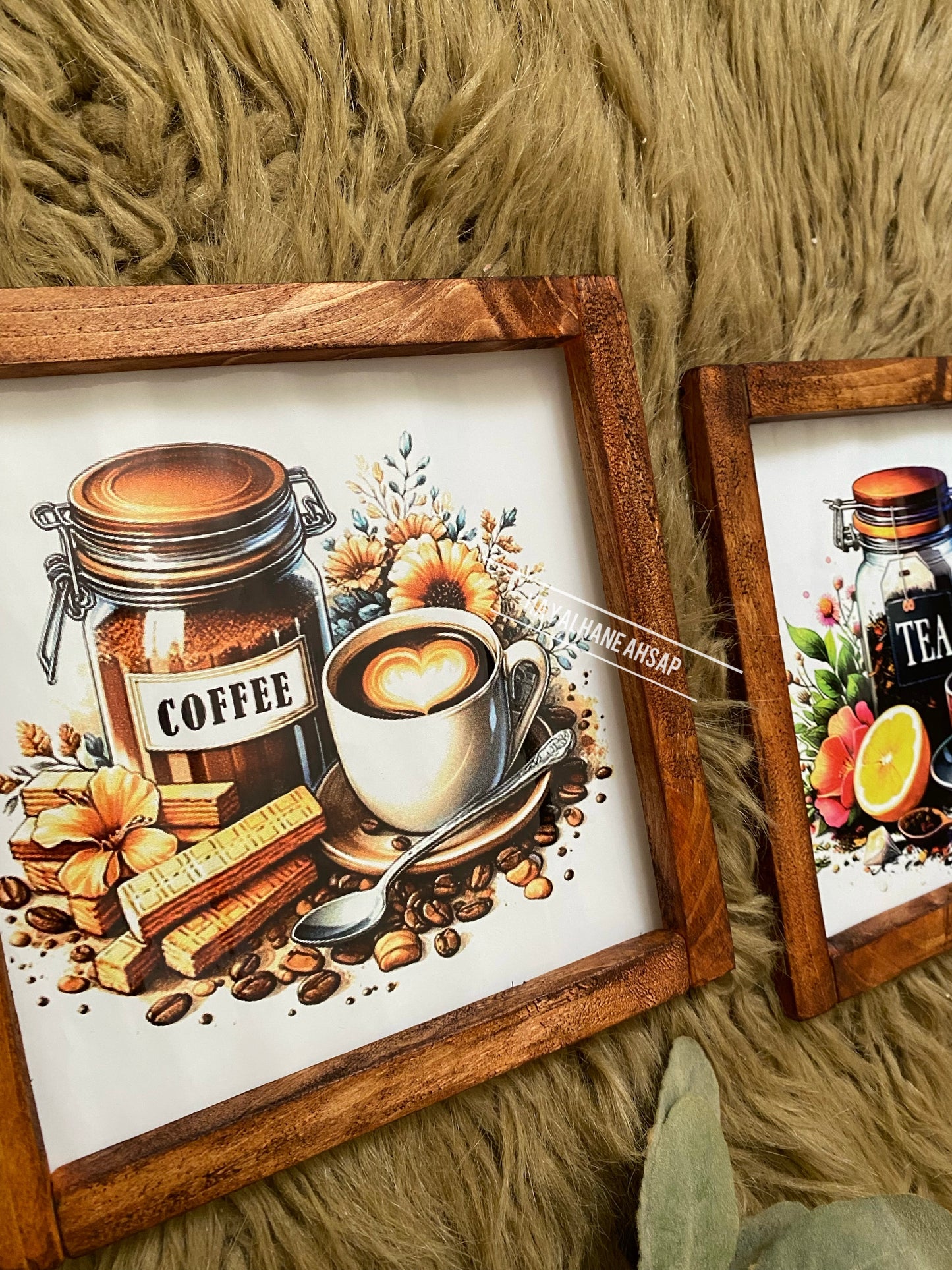 Çay Kahve Temalı Tablo Seti / Kahve Köşesi Tablo Seti