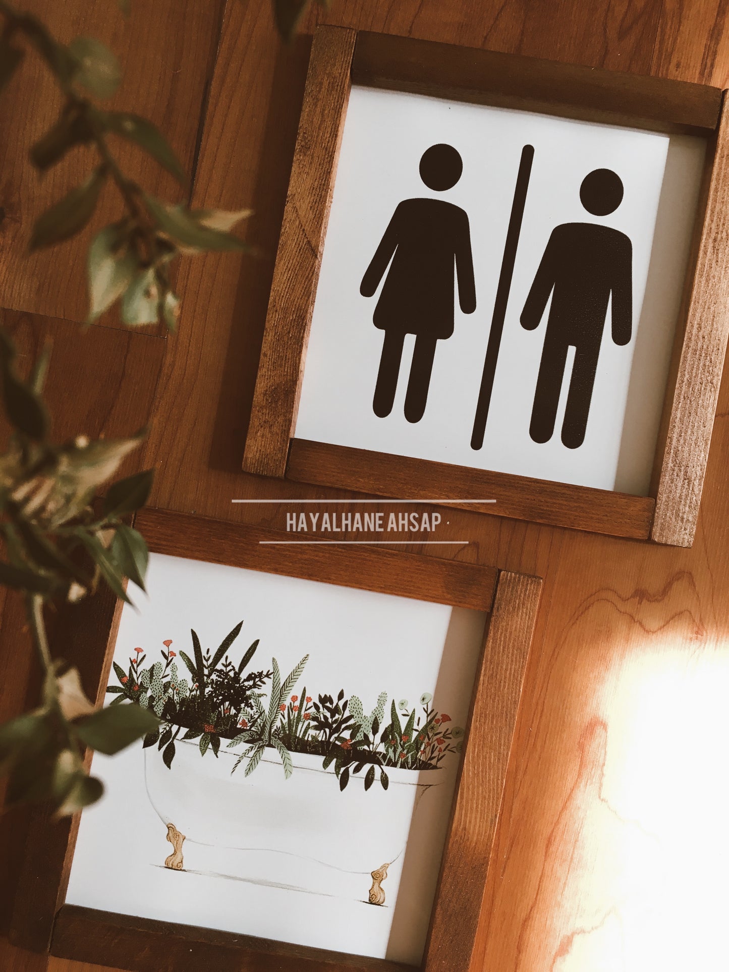 Banyo Dekor / Banyo Tablo Seti / Meşe