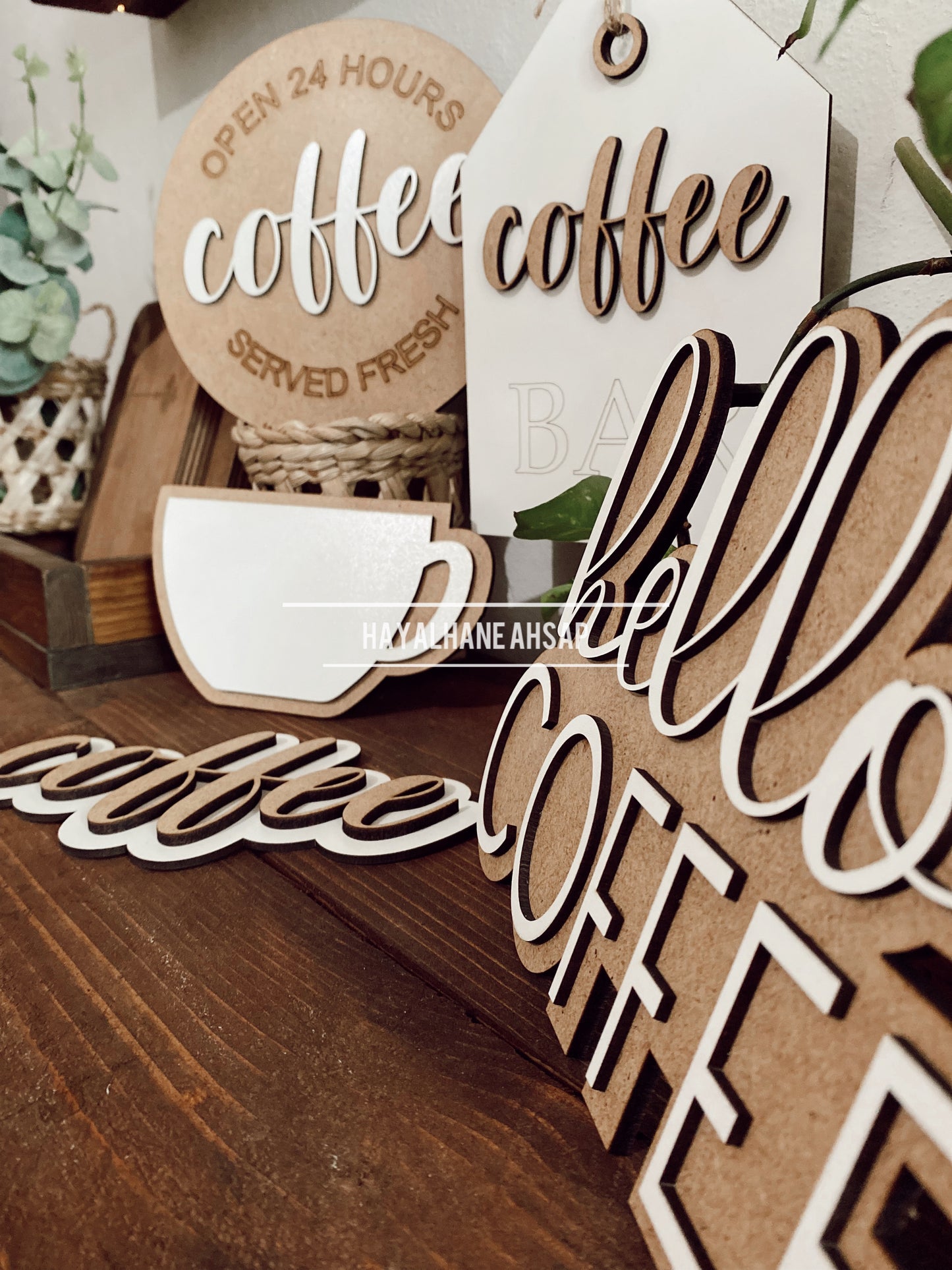 Kahve Köşesi Dekor Seti / Kahve Temalı Ahşap Dekor Seti / Coffee Sign
