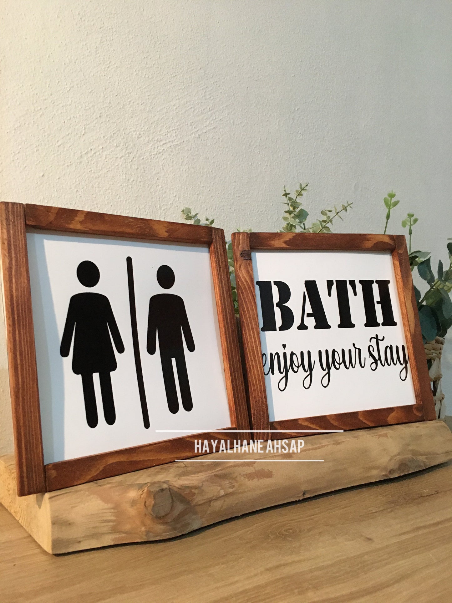Banyo Dekor / Banyo Tablo Seti / Meşe