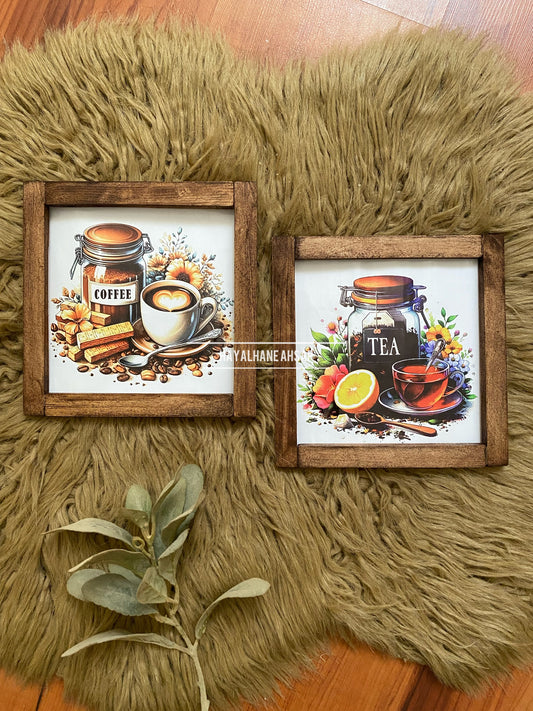 Çay Kahve Temalı Tablo Seti / Kahve Köşesi Tablo Seti