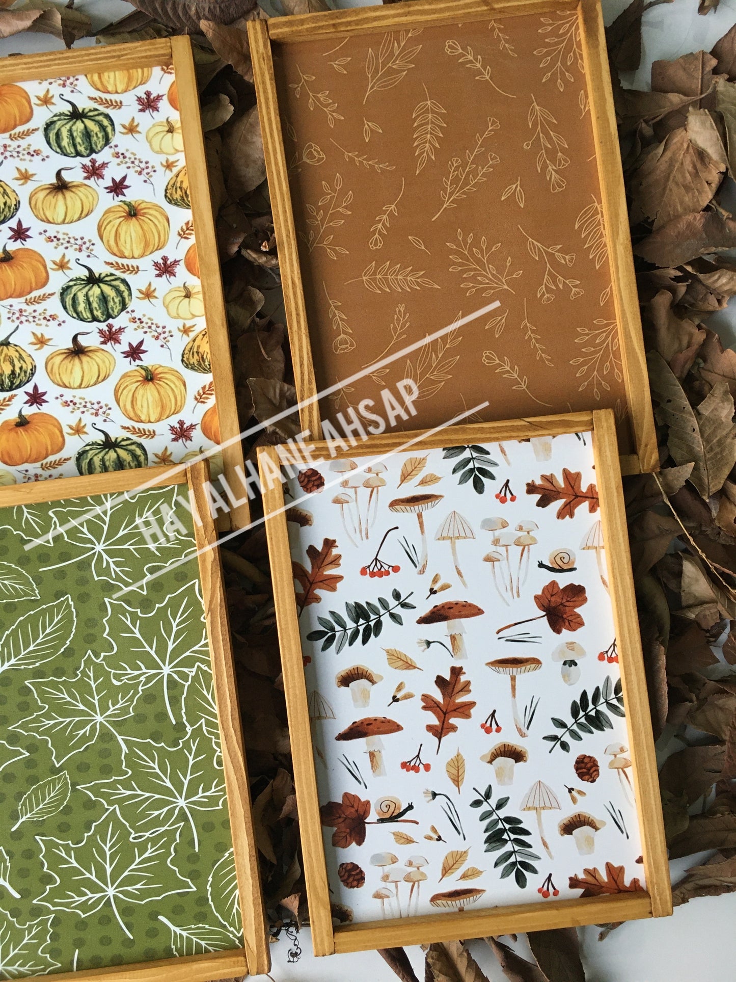 Ahşap Dekoratif Sonbahar Tablo Seti