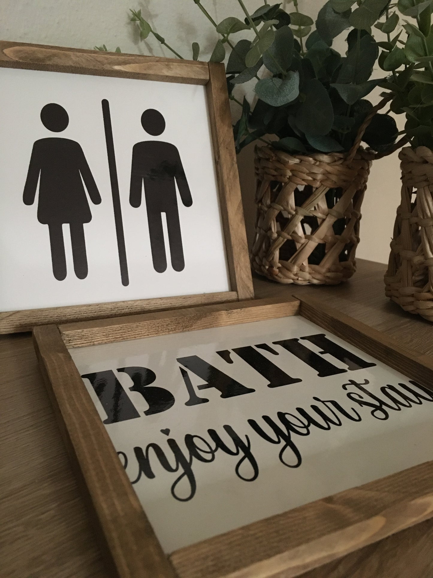 Banyo Dekor / Banyo Tablo Seti / ceviz