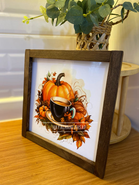 Kahve Köşesi Sonbahar Balkabağı Tablo