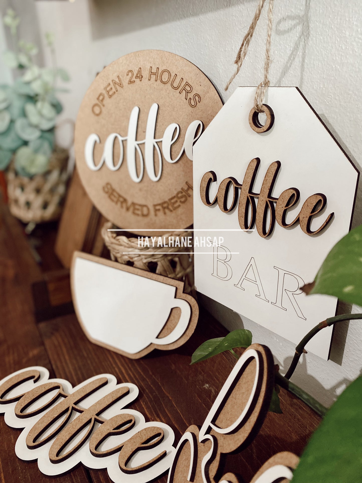 Kahve Köşesi Dekor Seti / Kahve Temalı Ahşap Dekor Seti / Coffee Sign