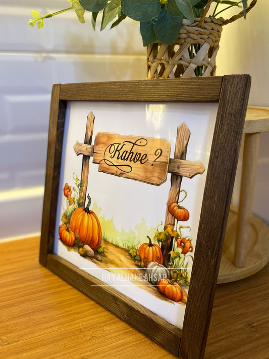 Kahve Köşesi Sonbahar Balkabağı Tablo