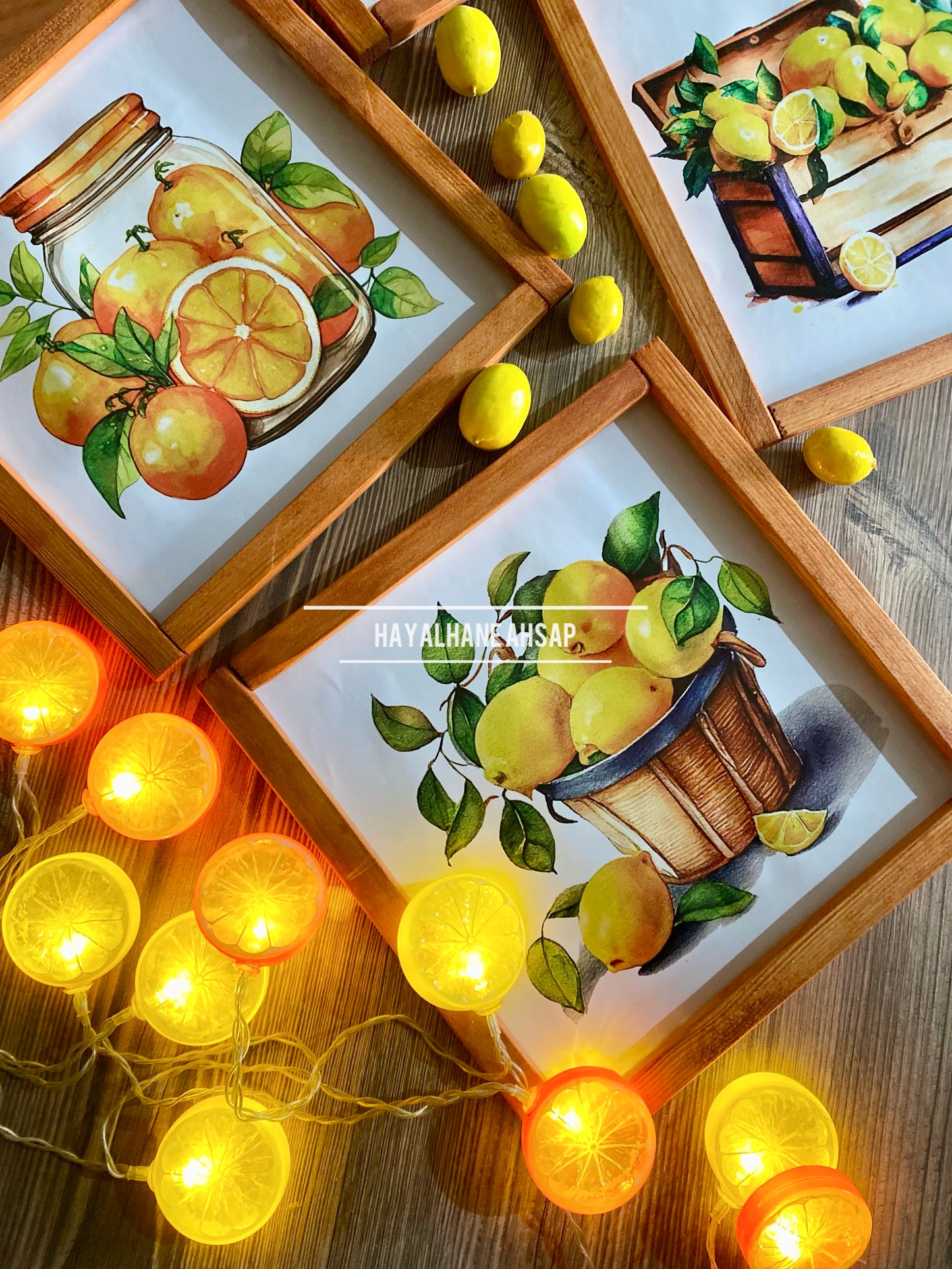 Limon ve Narenciye Temalı Ahşap Tablo Seti