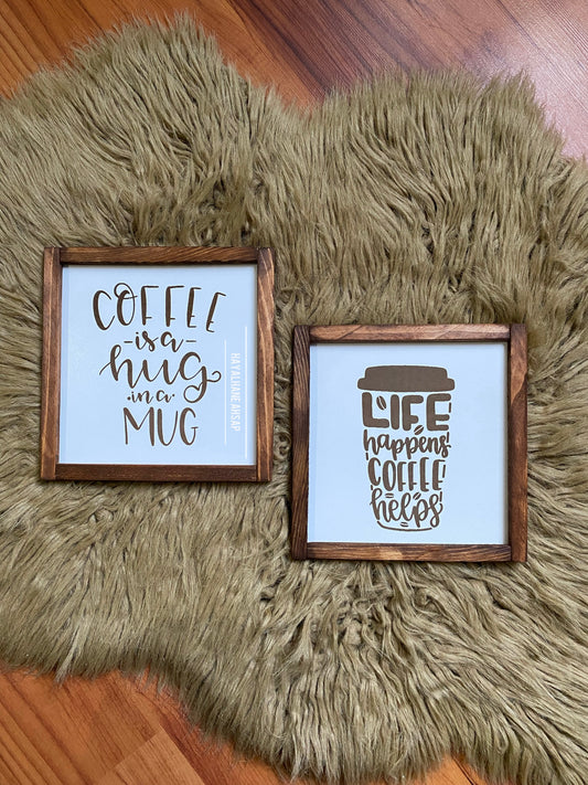 Kahve Köşesi Ahşap Tablo Seti / Kahve Köşesi Mutfak Tablo