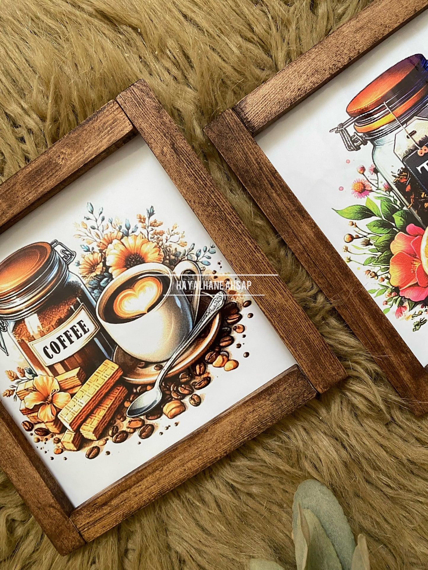 Çay Kahve Temalı Tablo Seti / Kahve Köşesi Tablo Seti