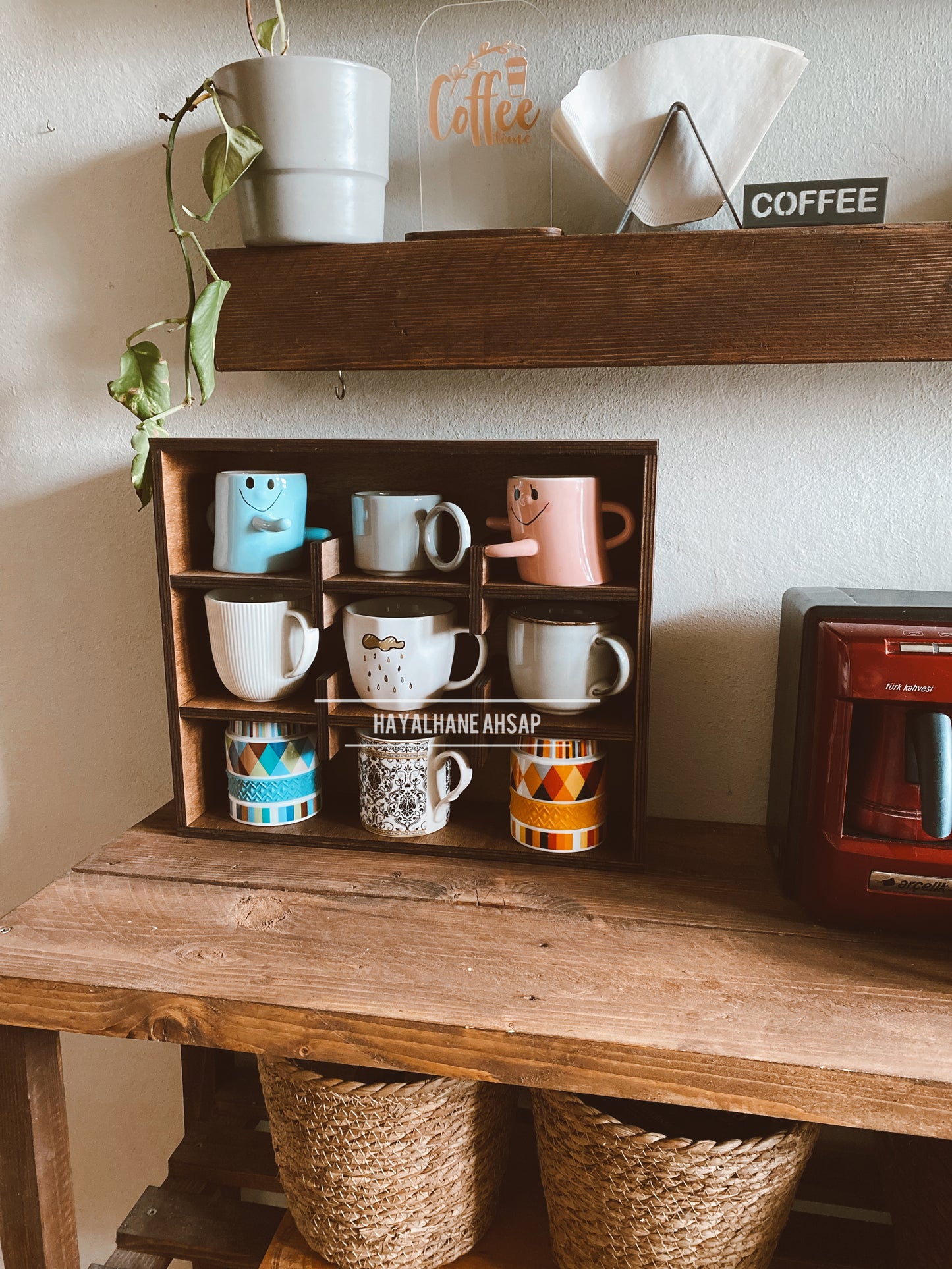 Kupa Rafı / Ahşap Raf