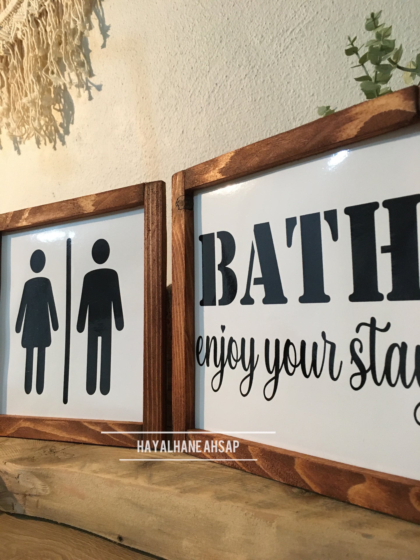 Banyo Dekor / Banyo Tablo Seti / Meşe