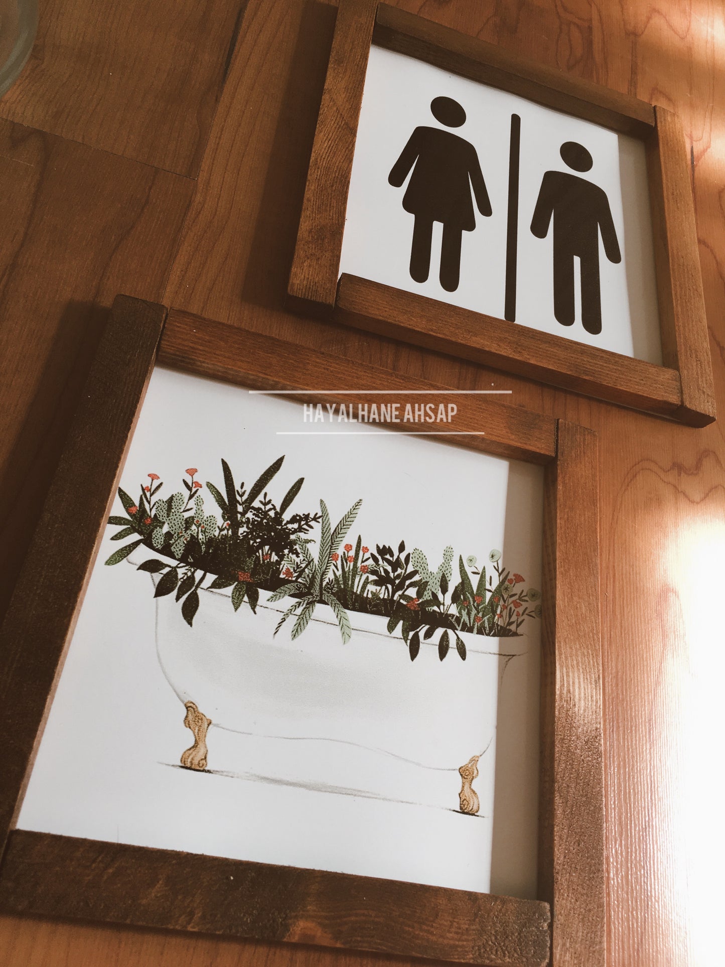 Banyo Dekor / Banyo Tablo Seti / Meşe