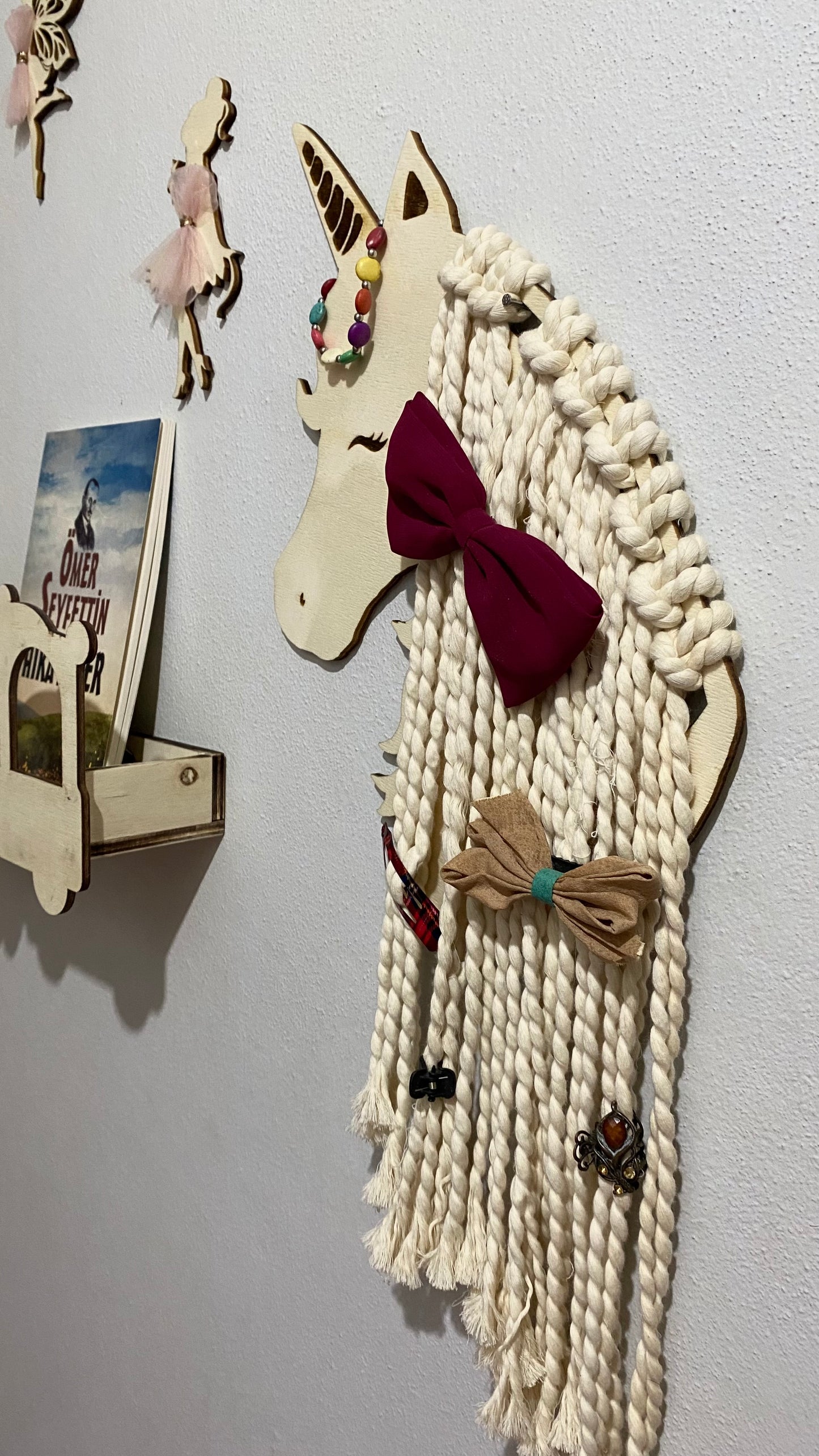 Çocuk Odası Unicorn Duvar Askısı – Saç Tokası & Aksesuar Düzenleyici Organizer