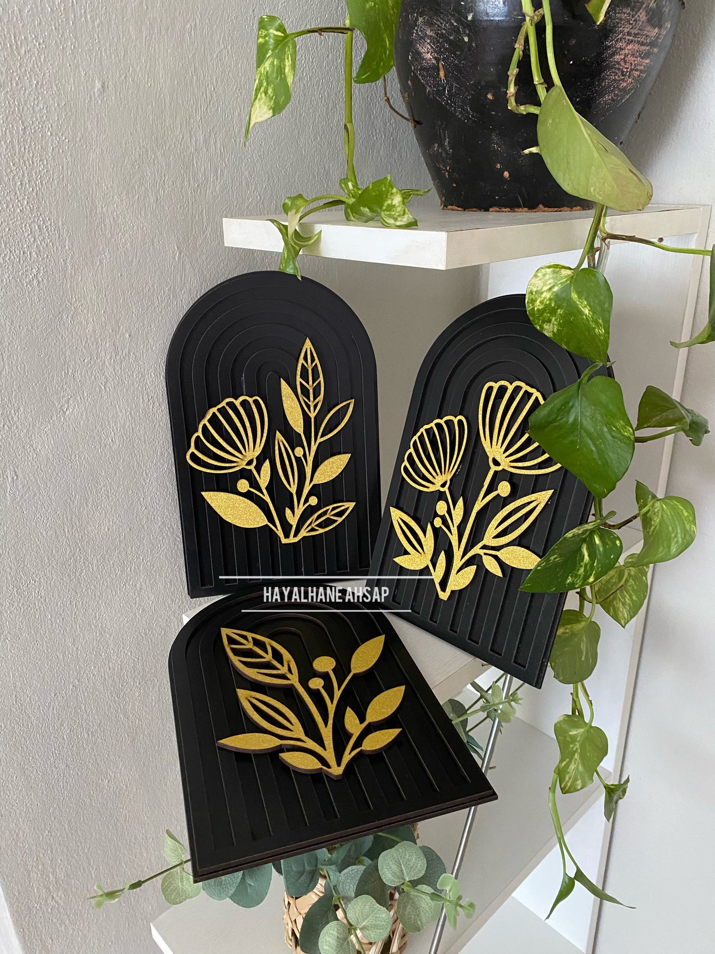 Flower Dekor Set / Gökkuşağı Ahşap Obje