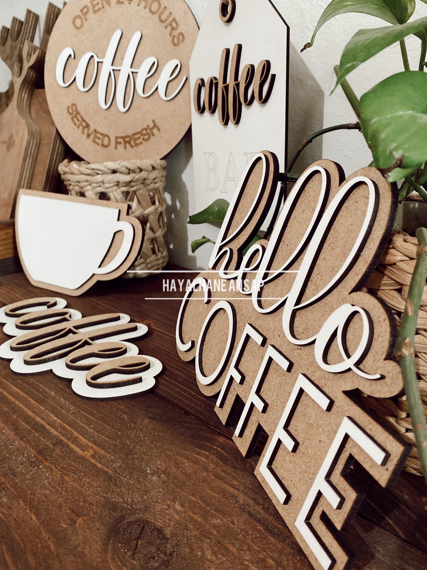 Kahve Köşesi Dekor Seti / Kahve Temalı Ahşap Dekor Seti / Coffee Sign