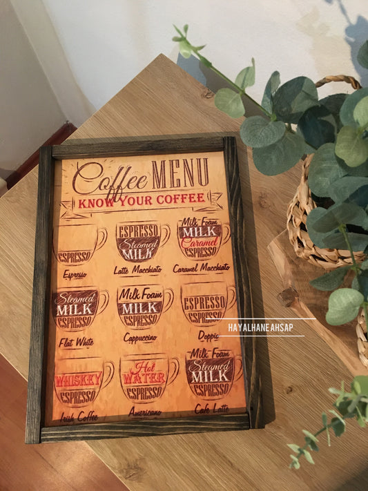 Kahve Köşesi Tablo / Kahve Temalı Tablo / Coffee Menü Tablo