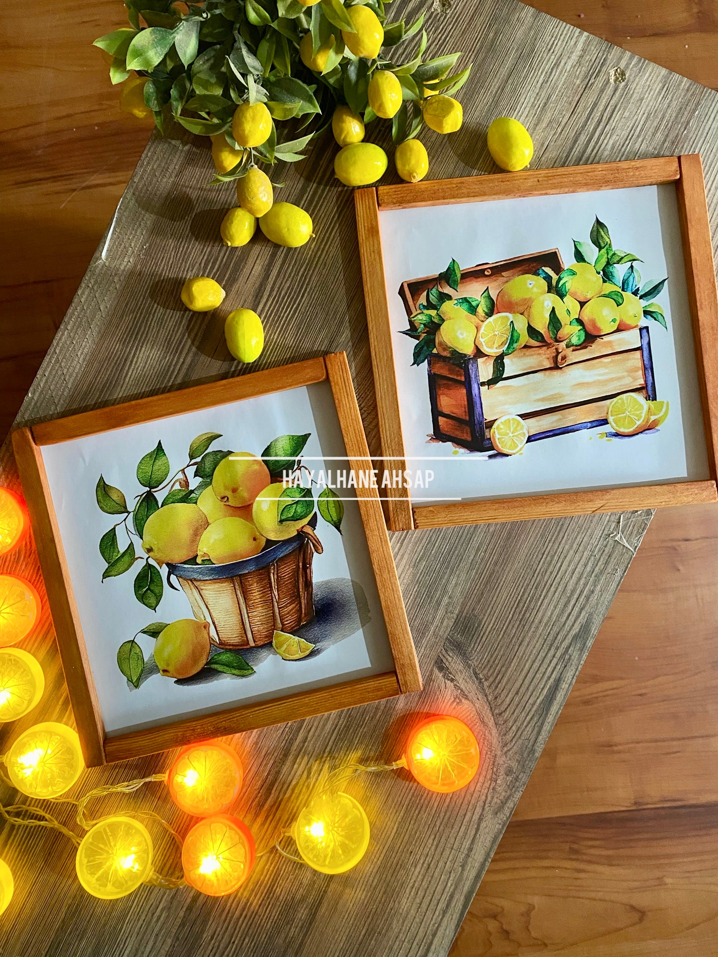 Limon ve Narenciye Temalı Ahşap Tablo 2’li