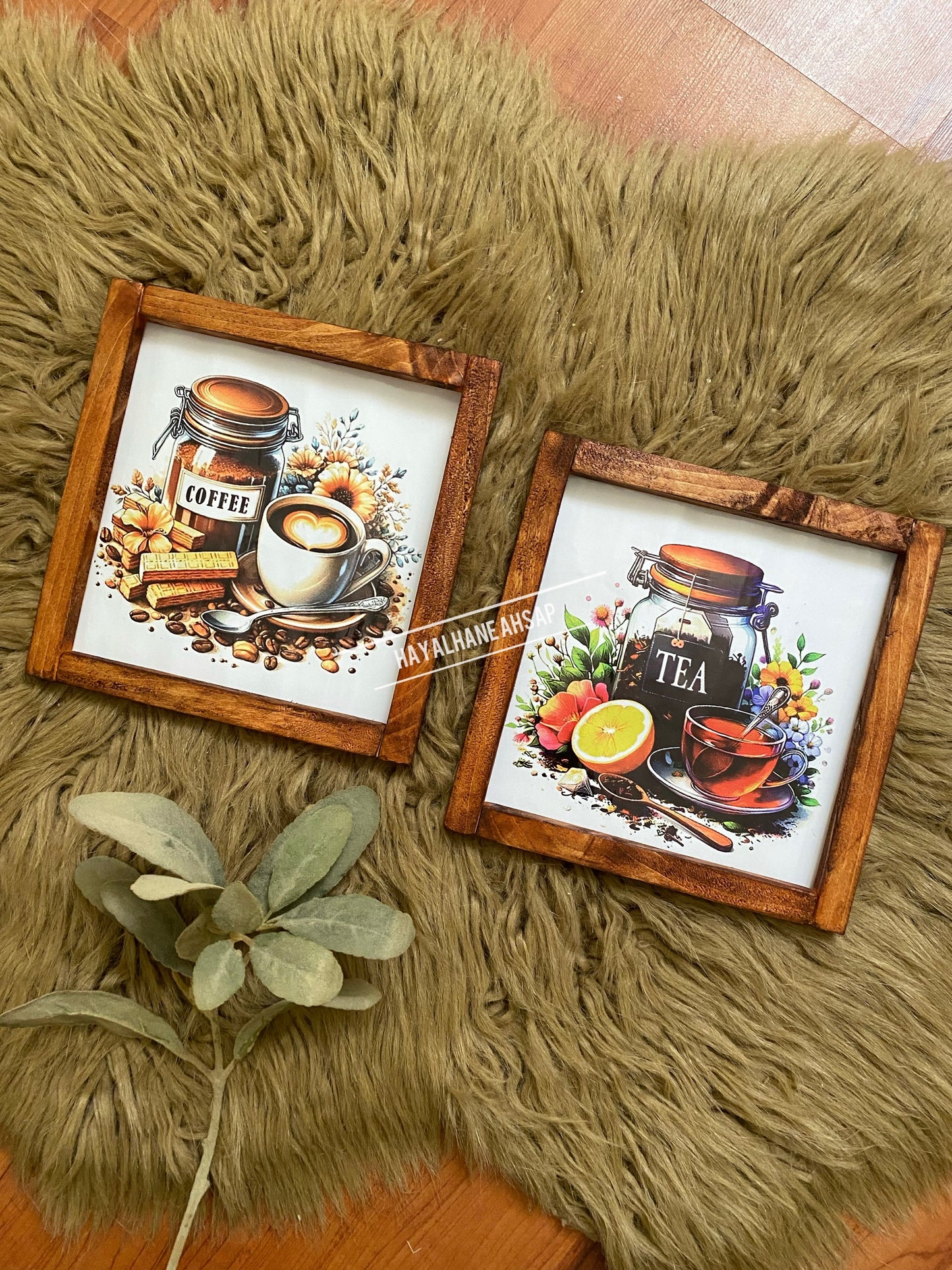 Çay Kahve Temalı Tablo Seti / Kahve Köşesi Tablo Seti