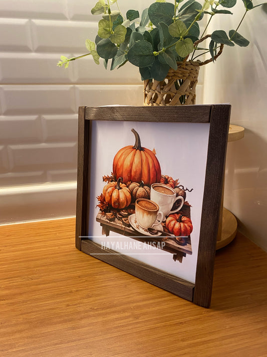 Kahve Köşesi Sonbahar Balkabağı Tablo