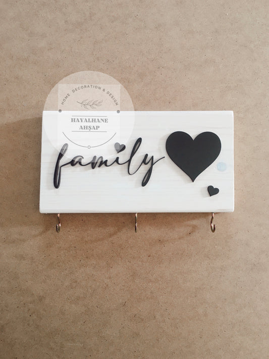 Family Anahtalık / Ahşap Anahtarlık Panosu / Anahtar Askısı