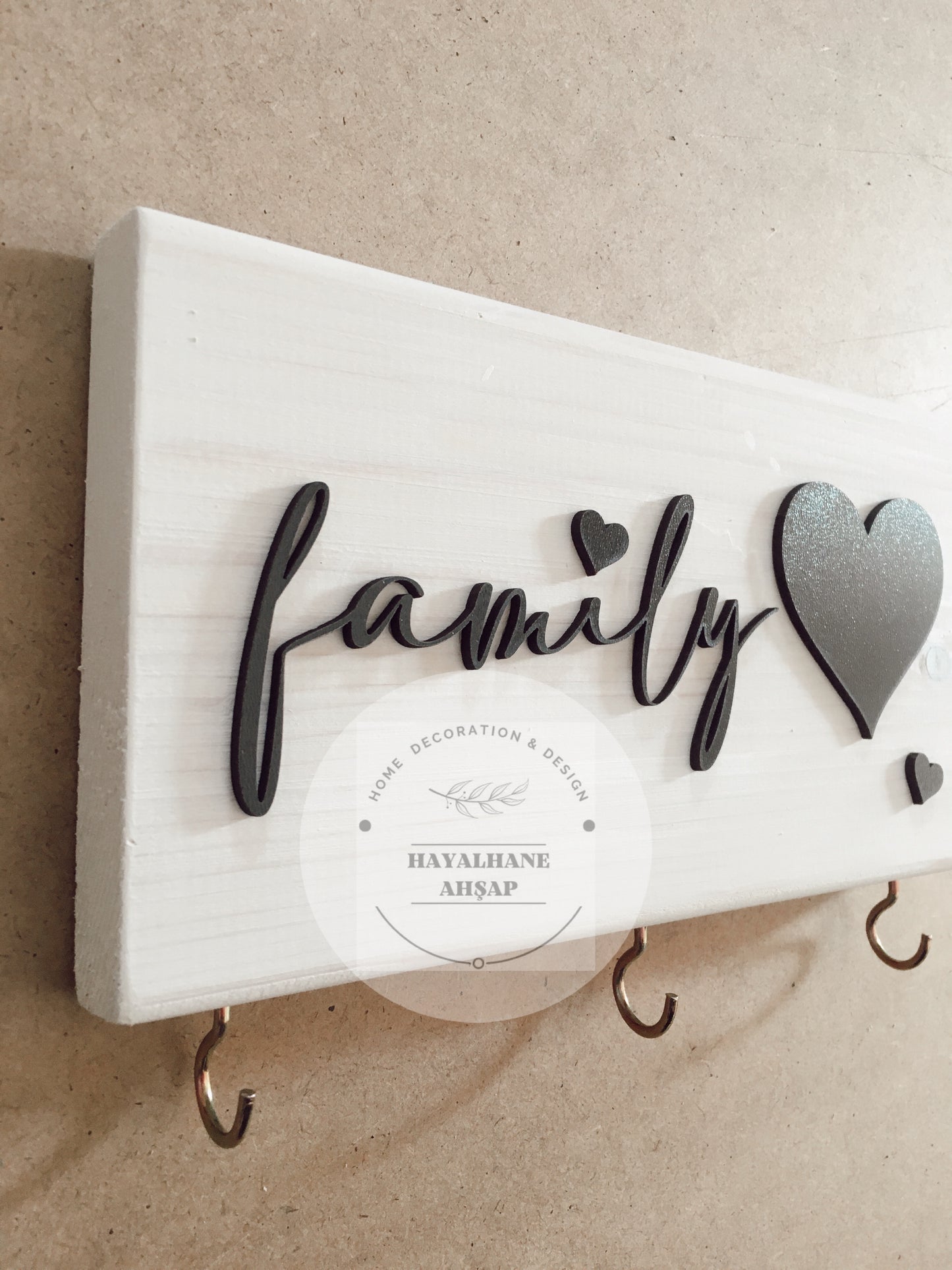 Family Anahtalık / Ahşap Anahtarlık Panosu / Anahtar Askısı