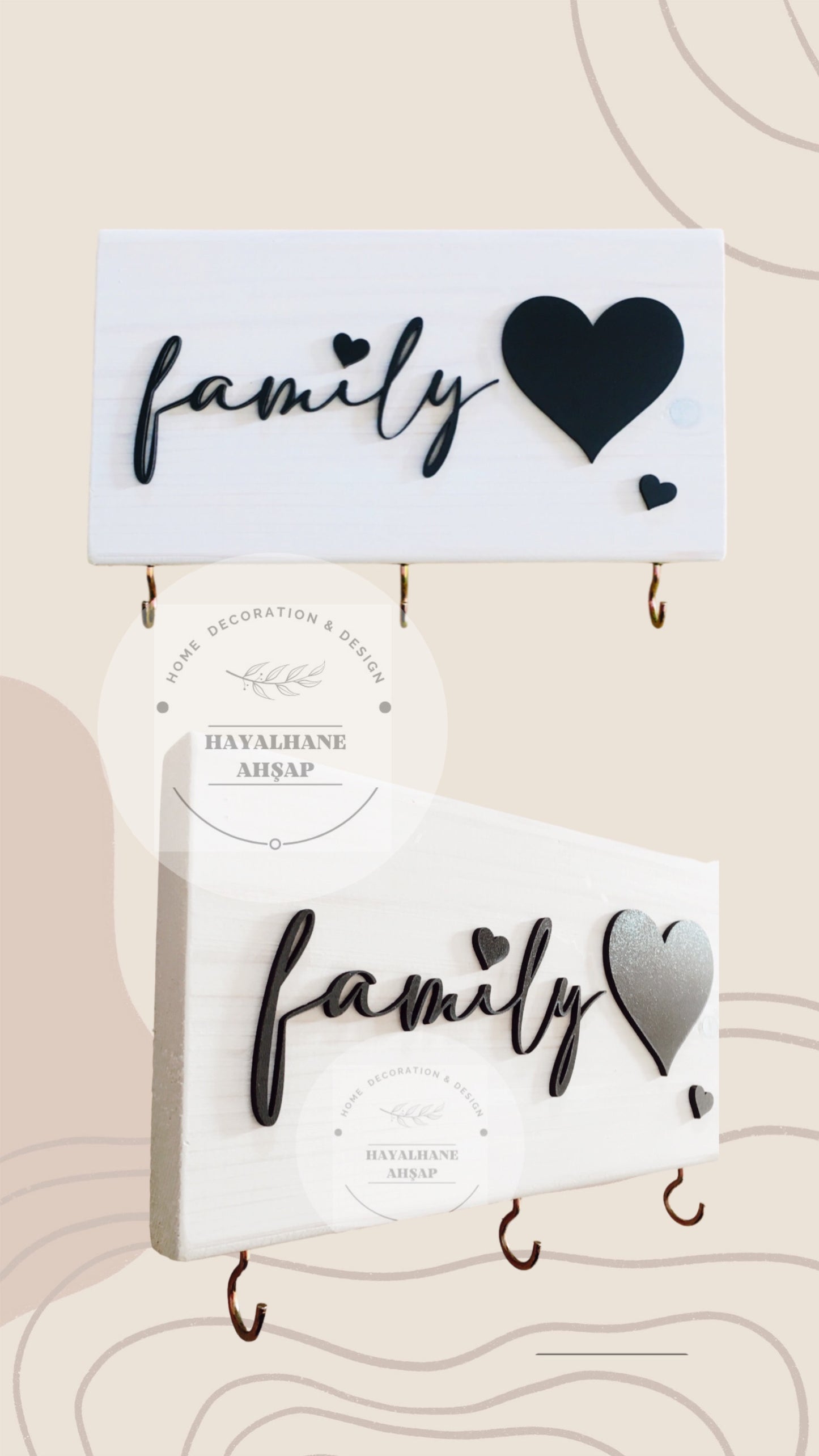 Family Anahtalık / Ahşap Anahtarlık Panosu / Anahtar Askısı