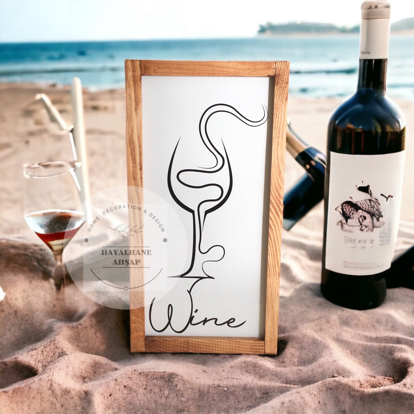 Wine Tablo / Wine Dikey Ahşap Tablo