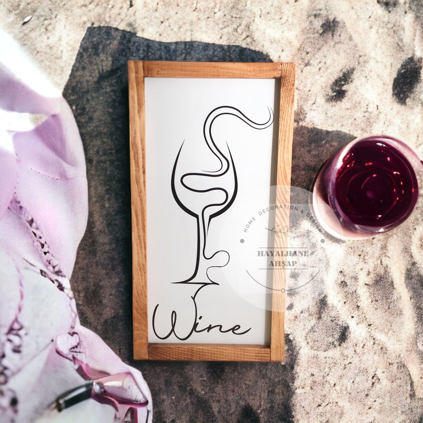 Wine Tablo / Wine Dikey Ahşap Tablo