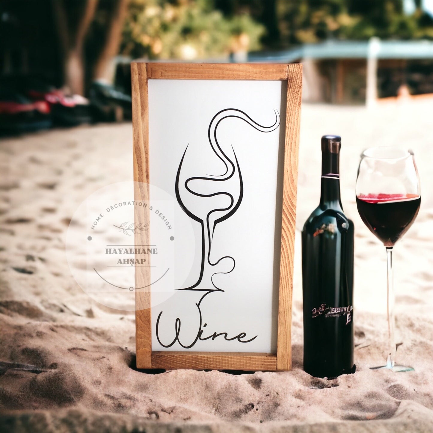 Wine Tablo / Wine Dikey Ahşap Tablo